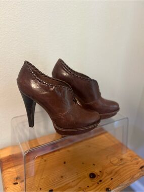 UGG Women's Brown Leather High-Heel Booties